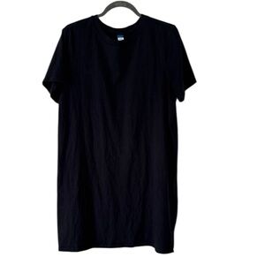 Old Navy Sz L black T-shirt dress 100% cotton comfy lounging | EUC